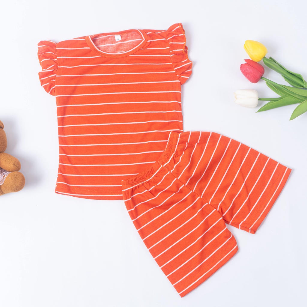 IL - Setelan Anak Perempuan / Setelan Anak Ruffle Set Salur / Set Salur Ruffle Anak