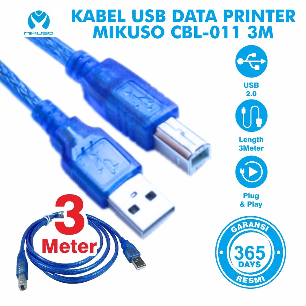 KABEL USB DATA PRINTER MIKUSO CBL-011 3M