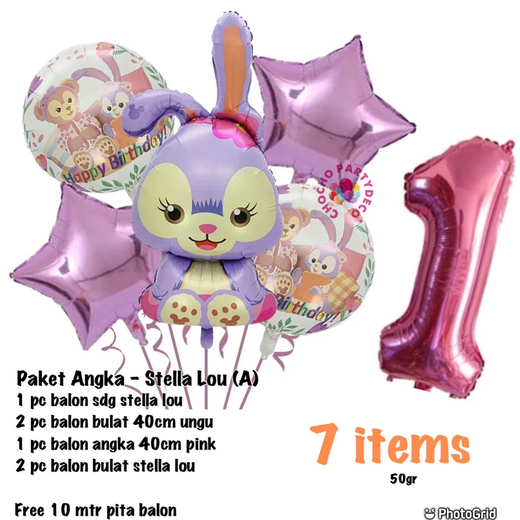 Paket Stella Lou / Paket Balon Stella Lou (ANGKA) / Dekorasi ulang tahun Stella Lou