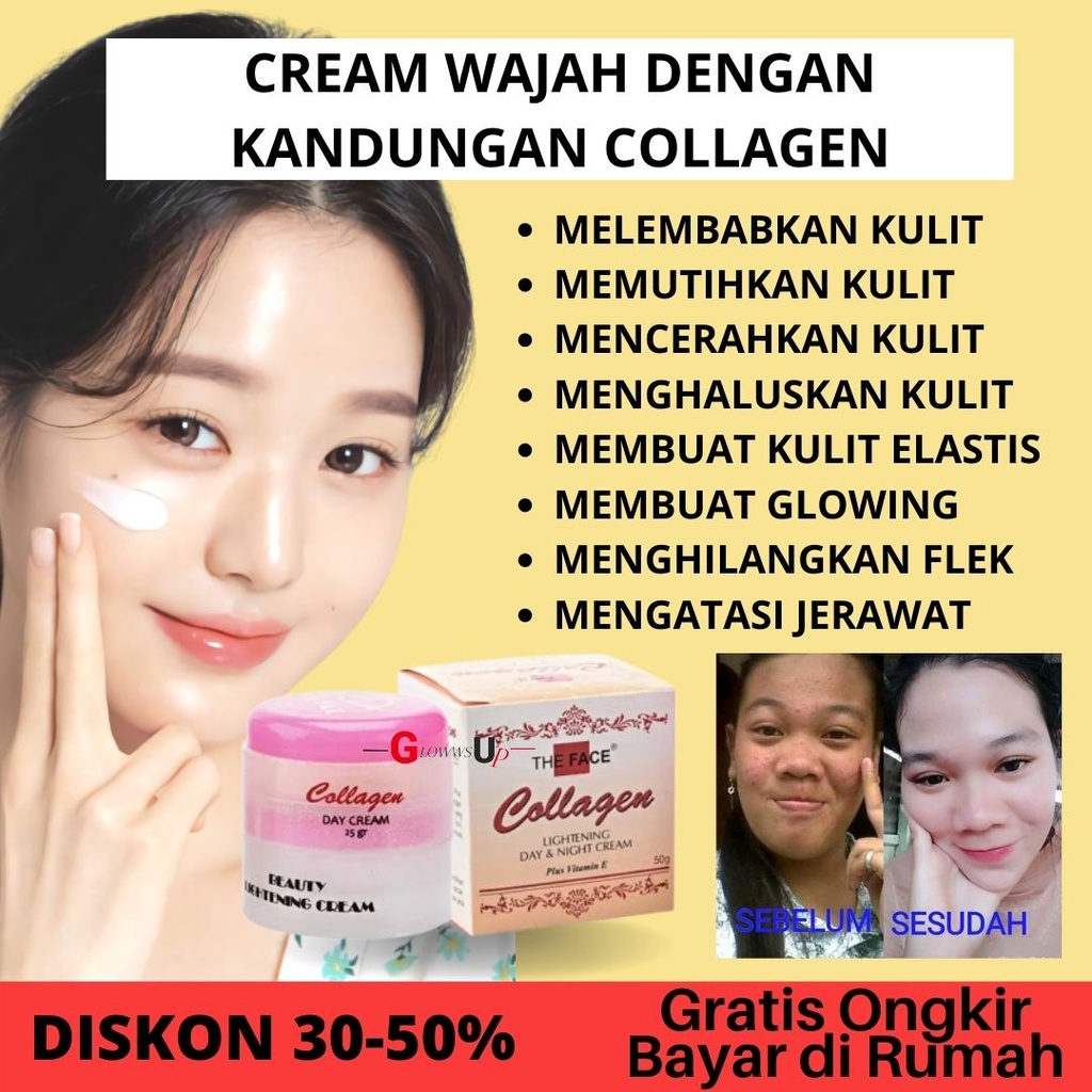 THE FACE Collagen Lightening Day &amp; Night Cream with Vitamin E Set 50gr