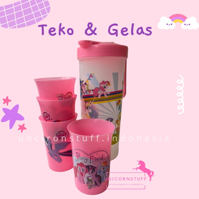 Botol Teko Gelas Air Minum Unicorn Anak Set