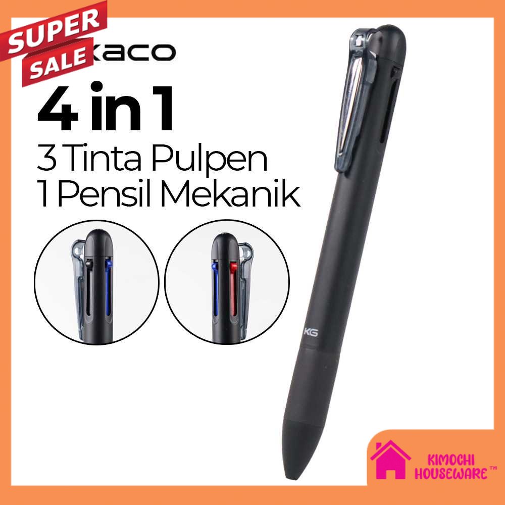 

4in1 Pena+Pensil Mekanik 0.5mm 4in1 (Black Blue Red Ink) High Quality