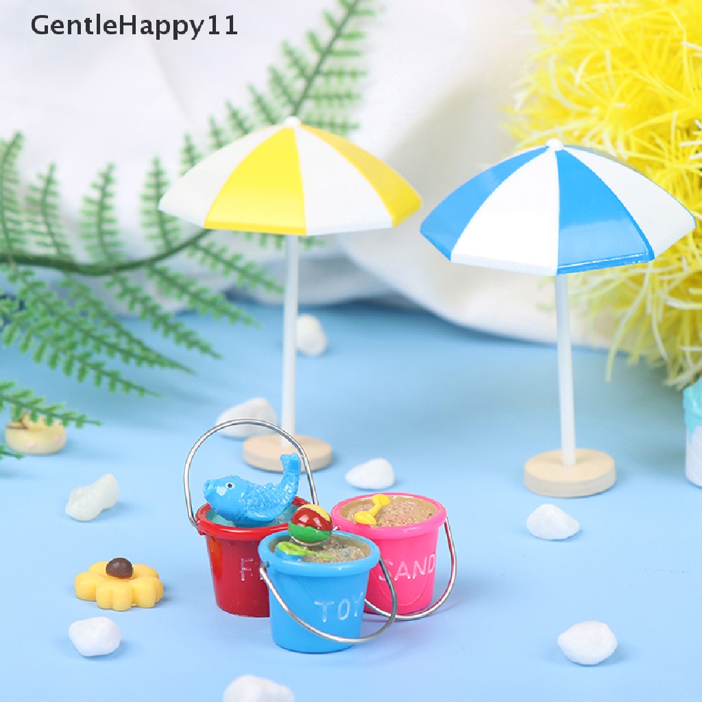 Gentlehappy Mainan Miniatur Payung Pantai + Ember Untuk Dekorasi Rumah Boneka 1: 12