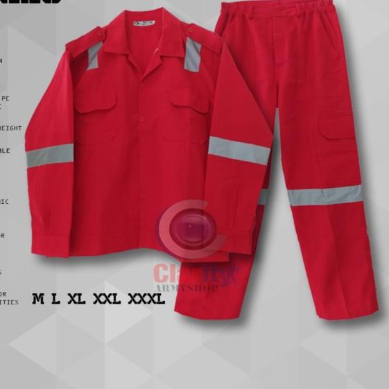 Wearpack Safety Setelan Scotchlite/Wearpack Potongan/Werpak Skotlet - Merah, L