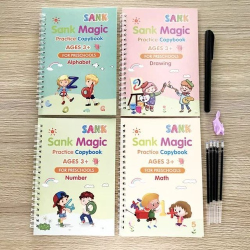<< Jenius >> Buku Belajar Anak Sank Magic 1 Set Isi 4 Buku dan Pulpen  Set Buku Latihan Belajar Menulis PAUD Preschool TK-1