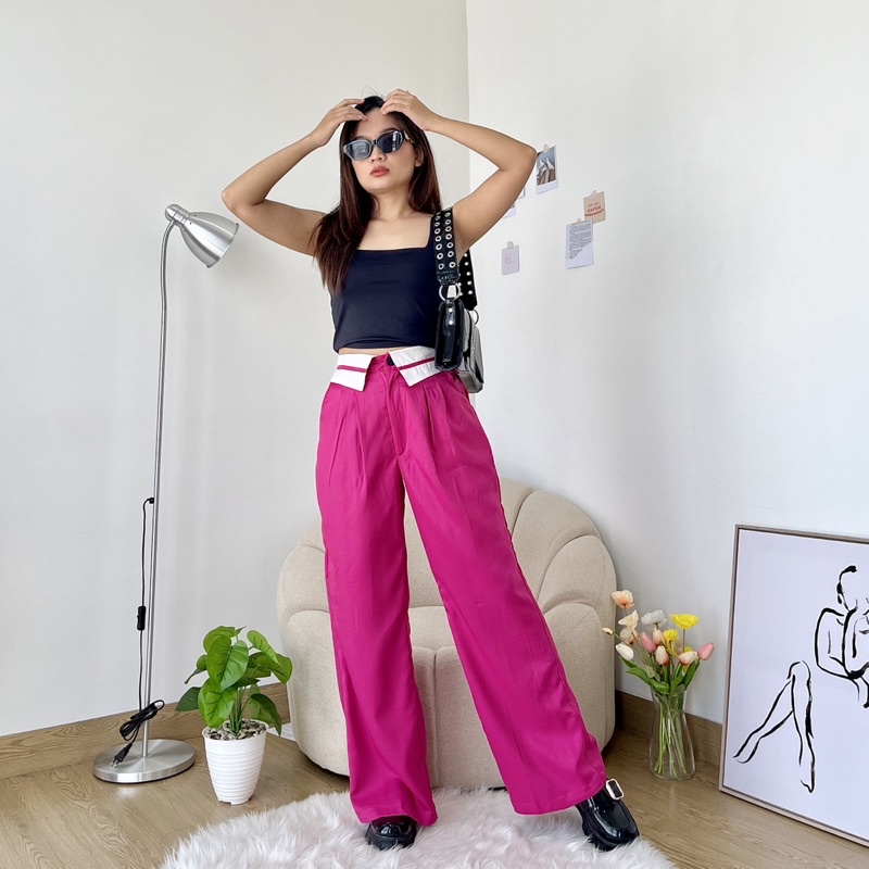 [LOURRA] Minji Collar Pants Wide Pants Kulot Highwaist Jumbo Size Big Size