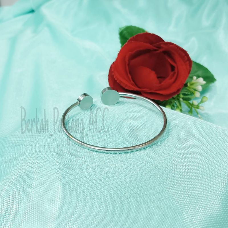 GELANG TITANIUM BULAT MATA MCI perhiasan super berkelas fashion korea anti karat dan anti luntur