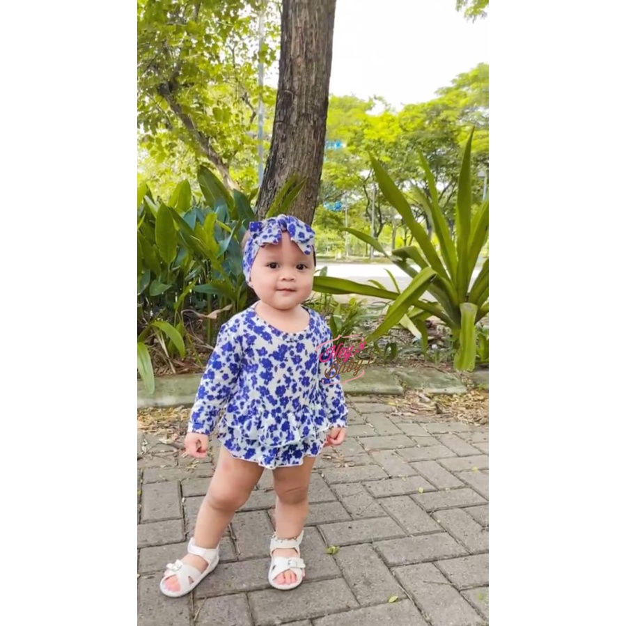 plazababyku MX CAYLA setelan bayi motif bunga yang lucu + free headband