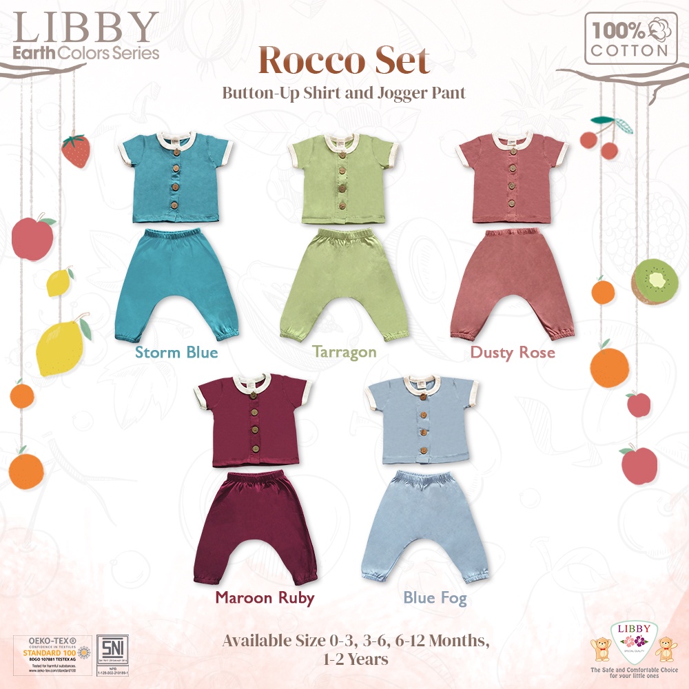 LIBBY Stelan Pendek Panjang Rocco Earth Color | Motif Girl Size 0 s.d 4 Tahun (1 stel/pack)