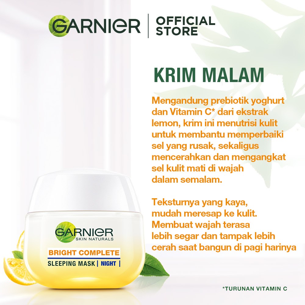 Garnier Bright Complete White Speed Sleeping Mask Night Cream malam krim - 20 ML 50 ml