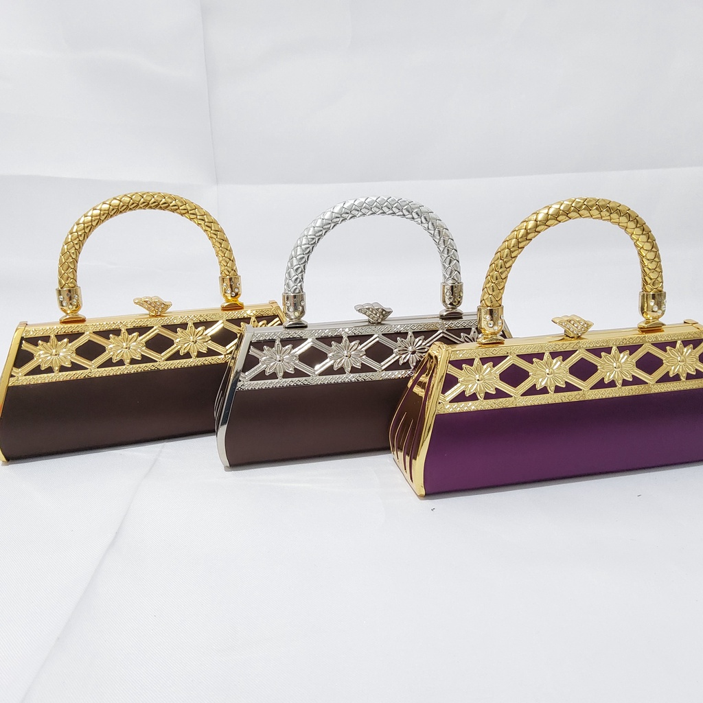 Tas Pesta Farnell Import Diamond Party Clutch 2586 Mewah Elegan
