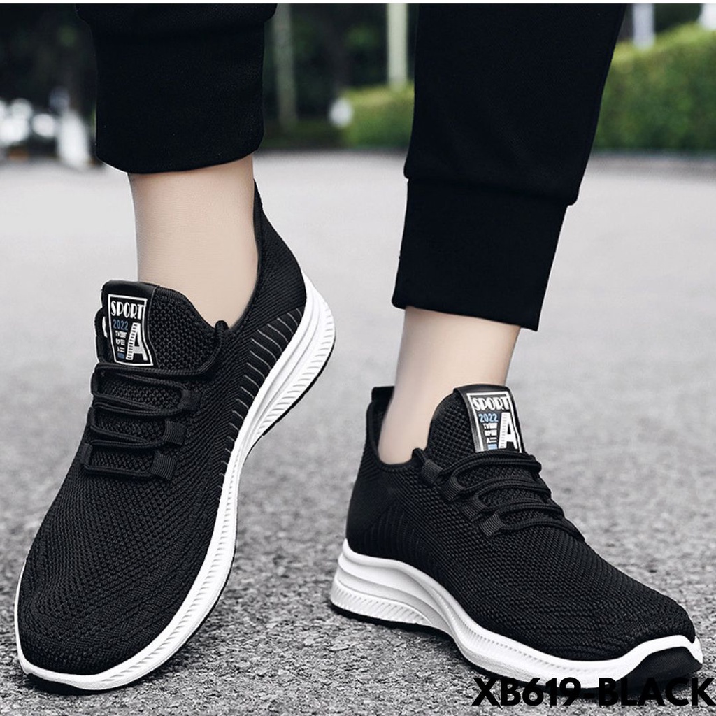 SEPATU SNEAKERS PRIA PRAKTIS LENTUR LARI LATIHAN OTOT GANTENG BET BAHAN FLYKNIT IMPORT B619