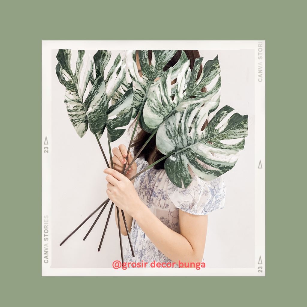 CAS 86cm & 60cm BIG MONSTERA OMBRE LATEX Artificial Daun Hias Palsu Ekor Naga Plastik Tanaman Hias D