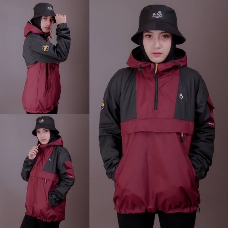 Jaket Cougle The Bojiel Skateboard Maroon Black Jaket Parasut Jaket Pria Jaket Outdoor