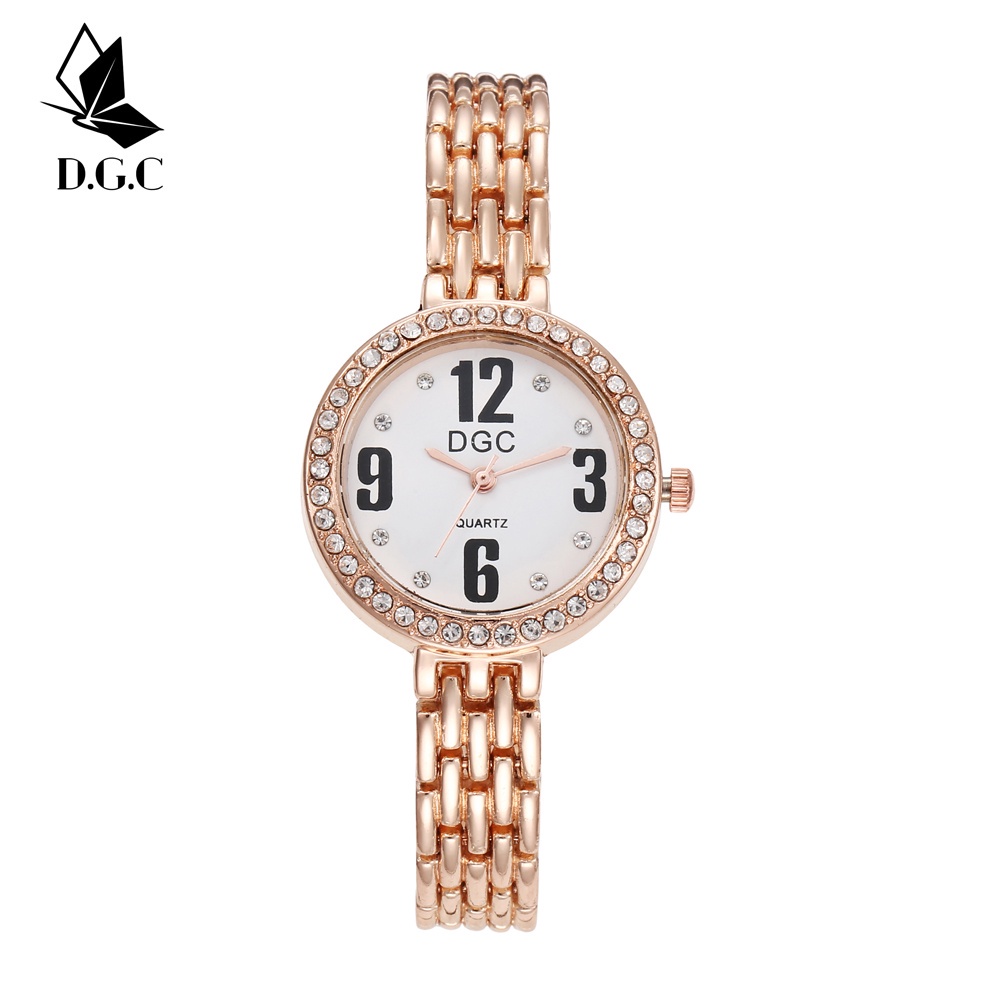 ✅COD D.G.C Jam Tangan Analog Fashion Strap Stainless Steel Quartz Wanita Import Diamond  W246