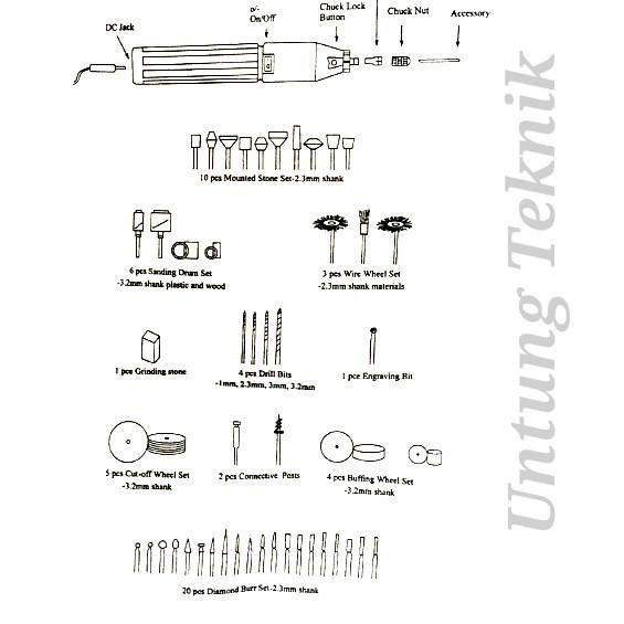 EINHILL Mini drill / mini grinder / Gerinda Mini DC set 60 Pcs