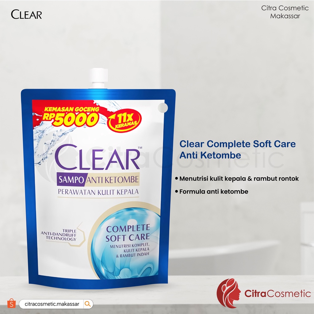 Clear Shampoo Anti Dandruff Shampo 55 Ml | Complete Soft Care | Ice Cool Menthol