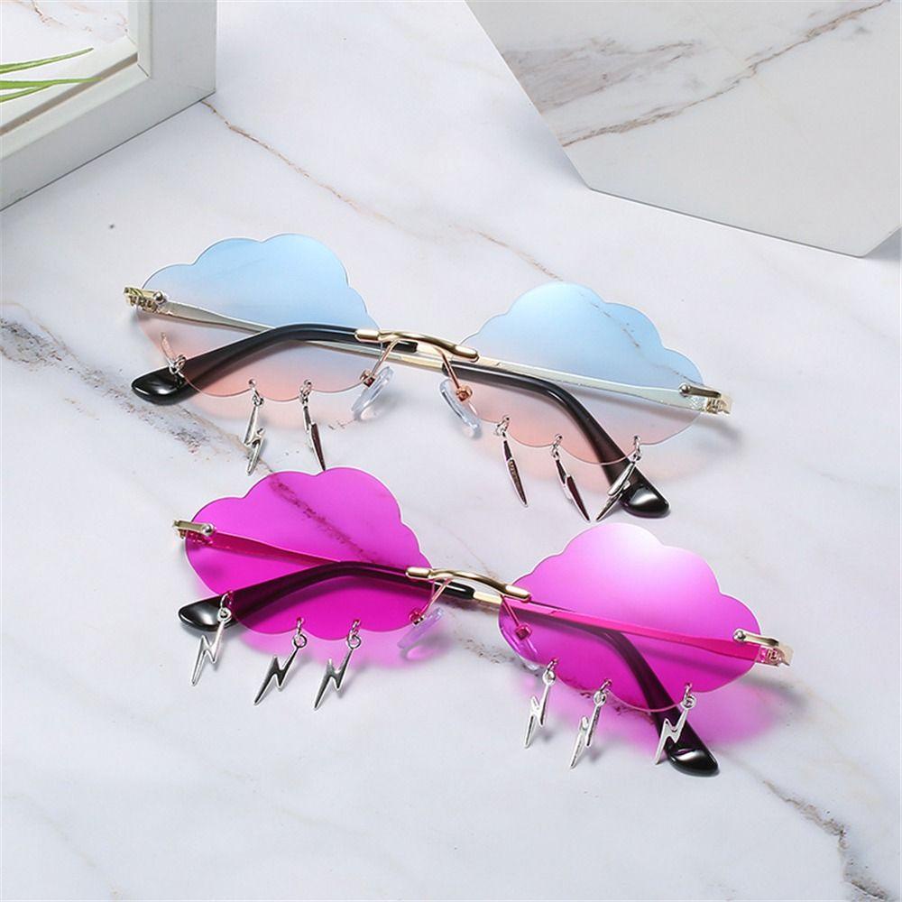 Lily Clouds Lightning Sunglasses Kacamata Hitam Retro Pesta Disko Tanpa Bingkai