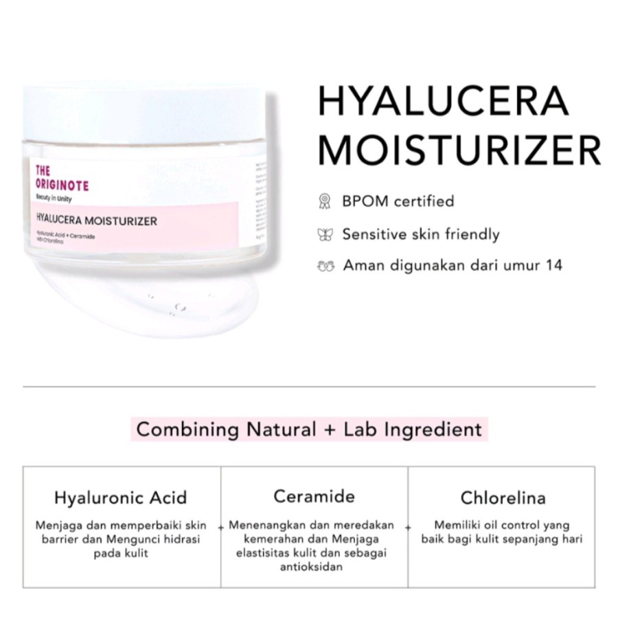 SIAP KIRIM‼️ MOISTURIZER The Originote Hyalucera Moisturizer Gel 50ml Pelembab Wajah Memperbaiki Skin Barrier dan Menghidrasi Kulit with Hyaluronic Acid