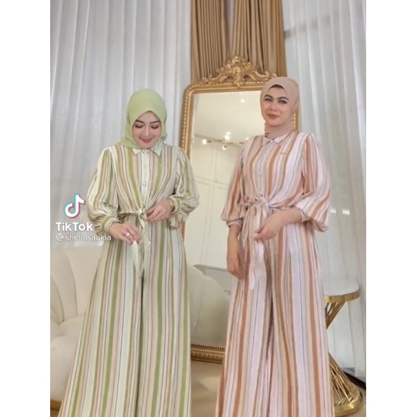 One Set Stripes Quin / Baju Setelan BKK Wanita Pita Garis