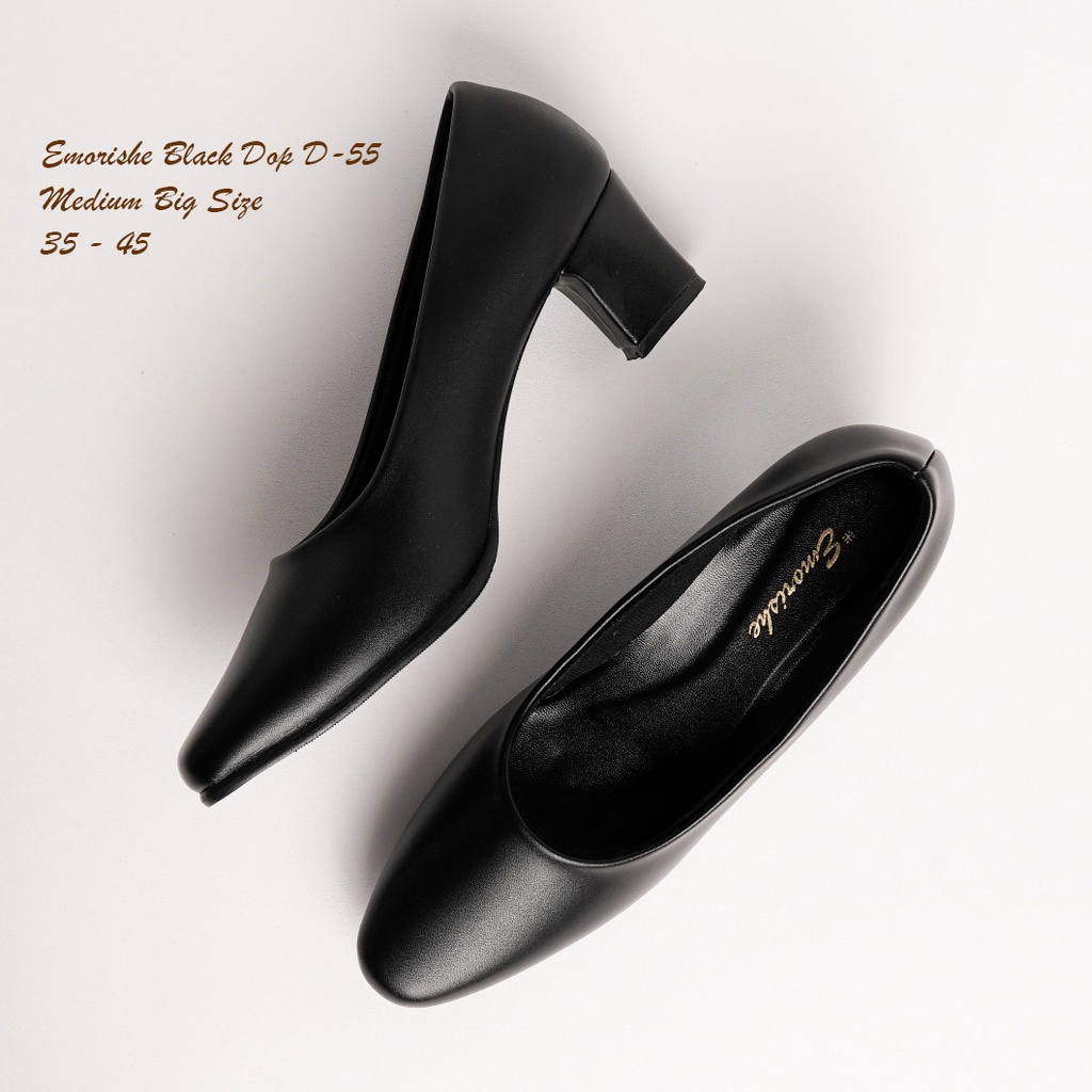 Sepatu Heels Wanita Kerja Kantoran Hitam Kulit Asli Big Size 35 sampai 43 Jumbo