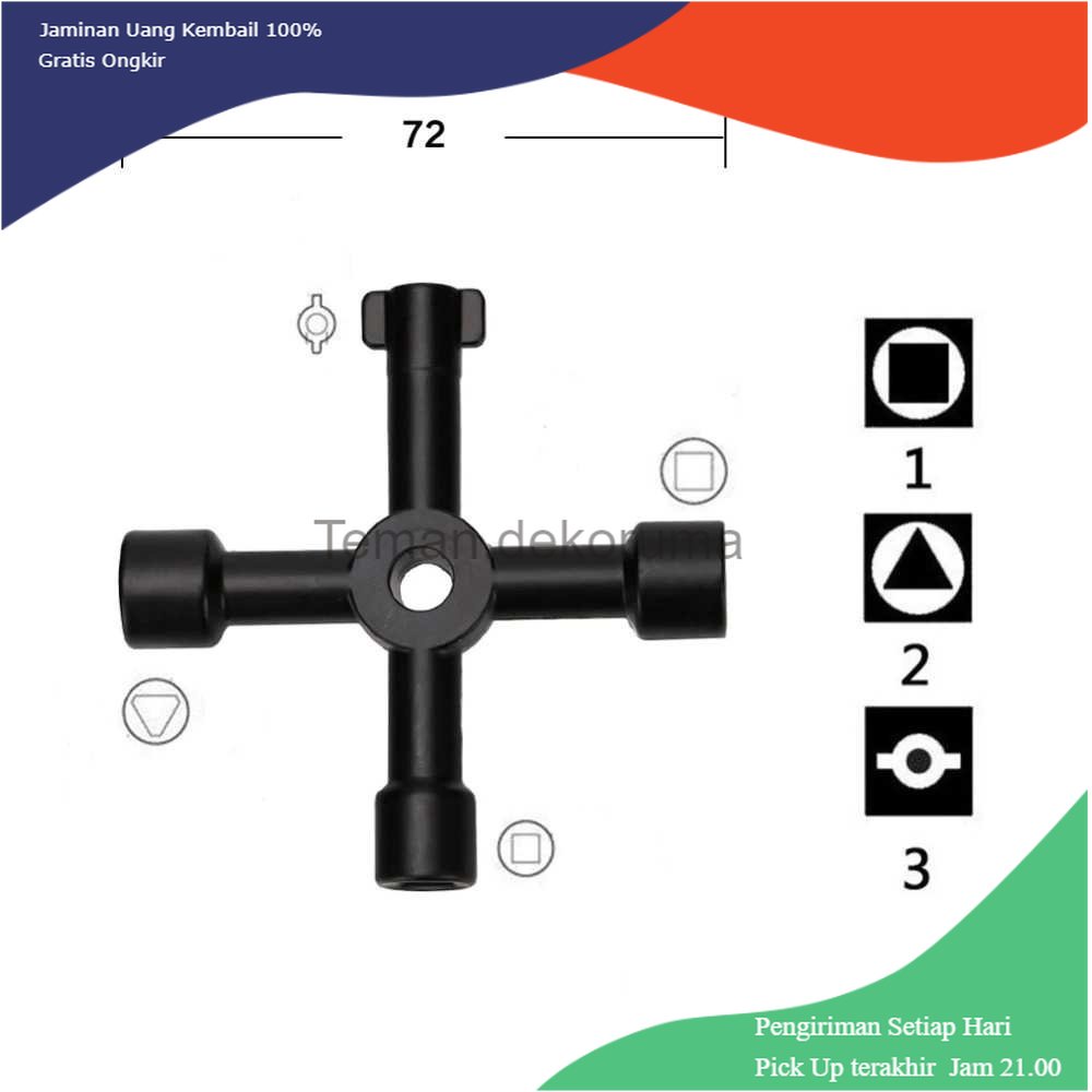 TD - PR2 DIHAKI Kunci Pas Multifungsi 4in1 Elevator Cross Triangle Key - LXX3116
