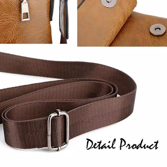 Tas Selempang Slempang Pria Kulit Premium/Jeep Buluo - Cokelat Muda
