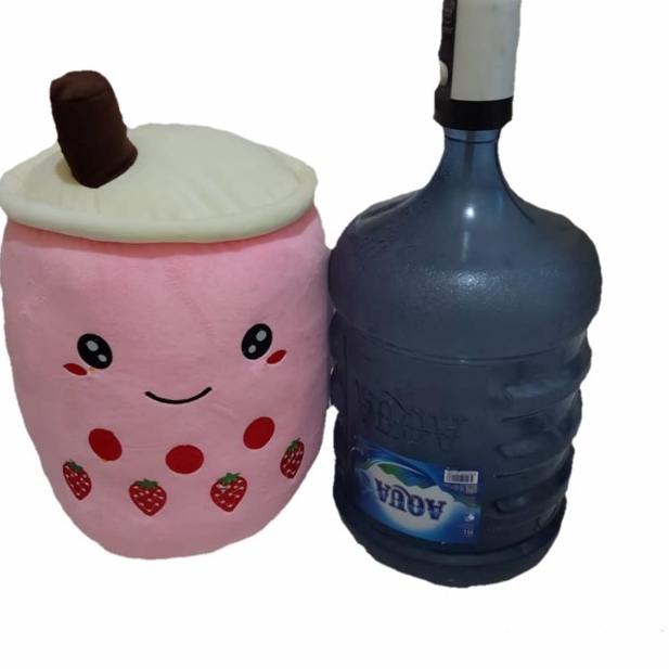 Boneka boba JUMBO milk tea brown sugar ukuran jumbo bahan yelvo SNI - PiNk LED