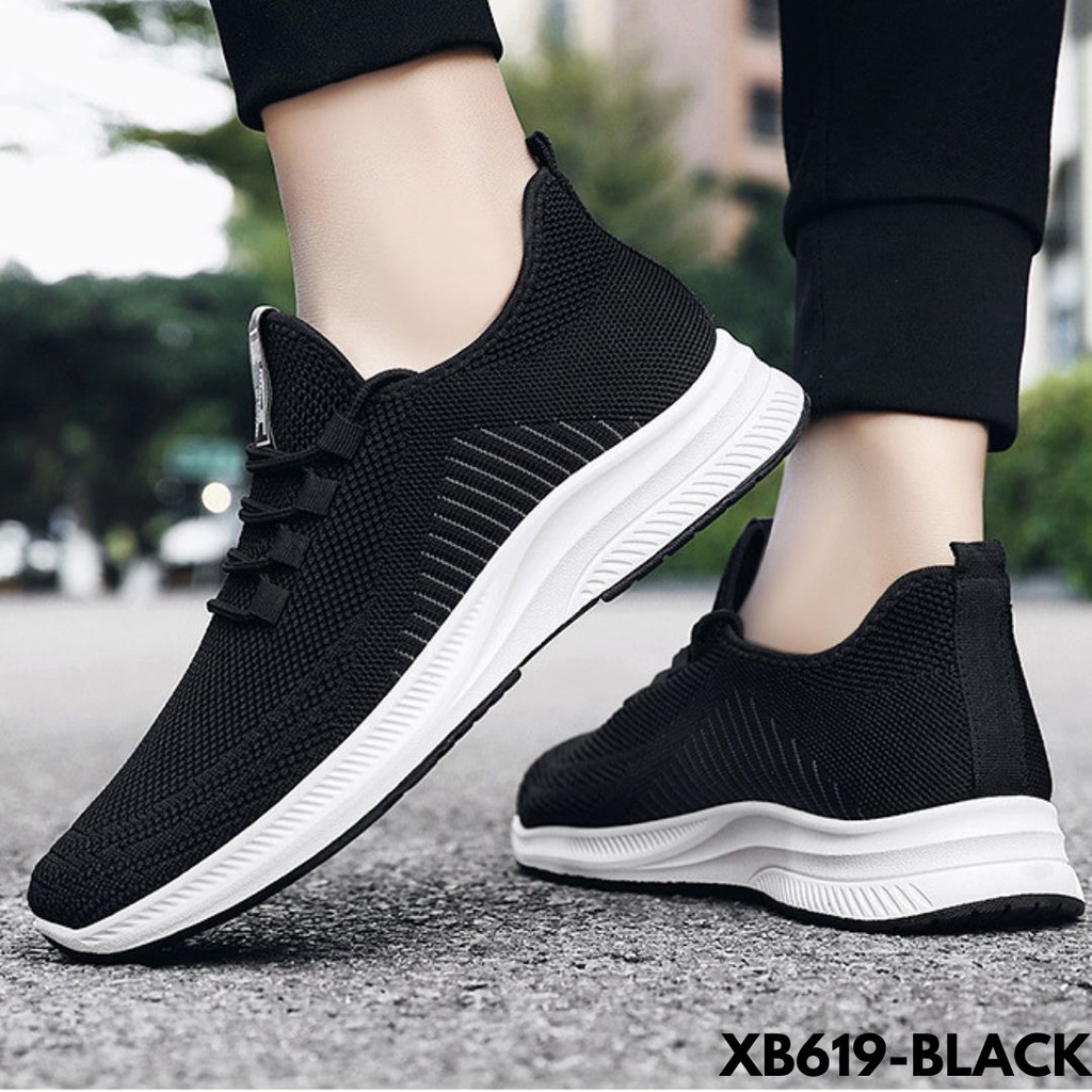 SEPATU SNEAKERS PRIA PRAKTIS LENTUR LARI LATIHAN OTOT GANTENG BET BAHAN FLYKNIT IMPORT B619