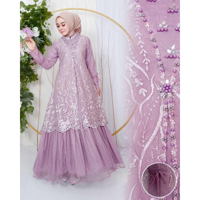 DON&gt; GAMIS AMANDA - BAJU GAMIS TULLE BORDIR KOMBINASI TILLE DITT - KEBAYA MODERN - OUTFIT PESTA CANTIK OOTD KONDANGAN  MODERN