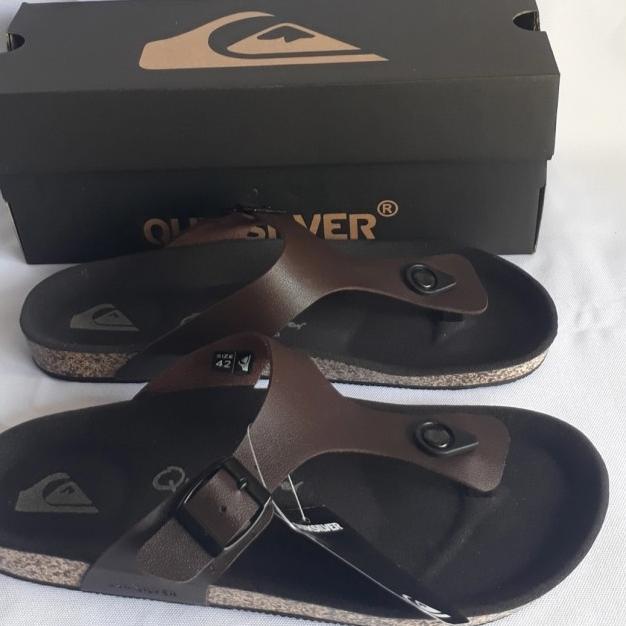 SANDAL QUICKSILVER ORIGINAL SANDAL PRIA SANDAL KULIT SENDAL SANTAI - Cokelat, 39