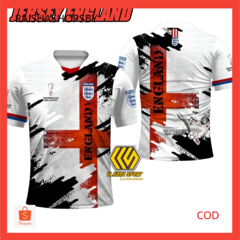 Kaos bola Jersey piala dunia England/Inggris FIFA world cup Qatar 2022