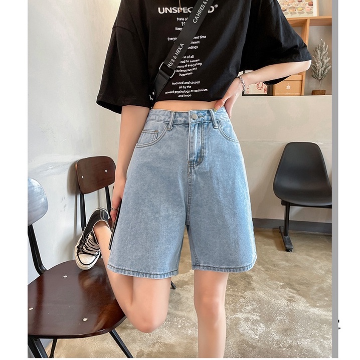 Biru Muda Celana Pendek Jeans Wanita / Highwaist Celana Pendek Jeans