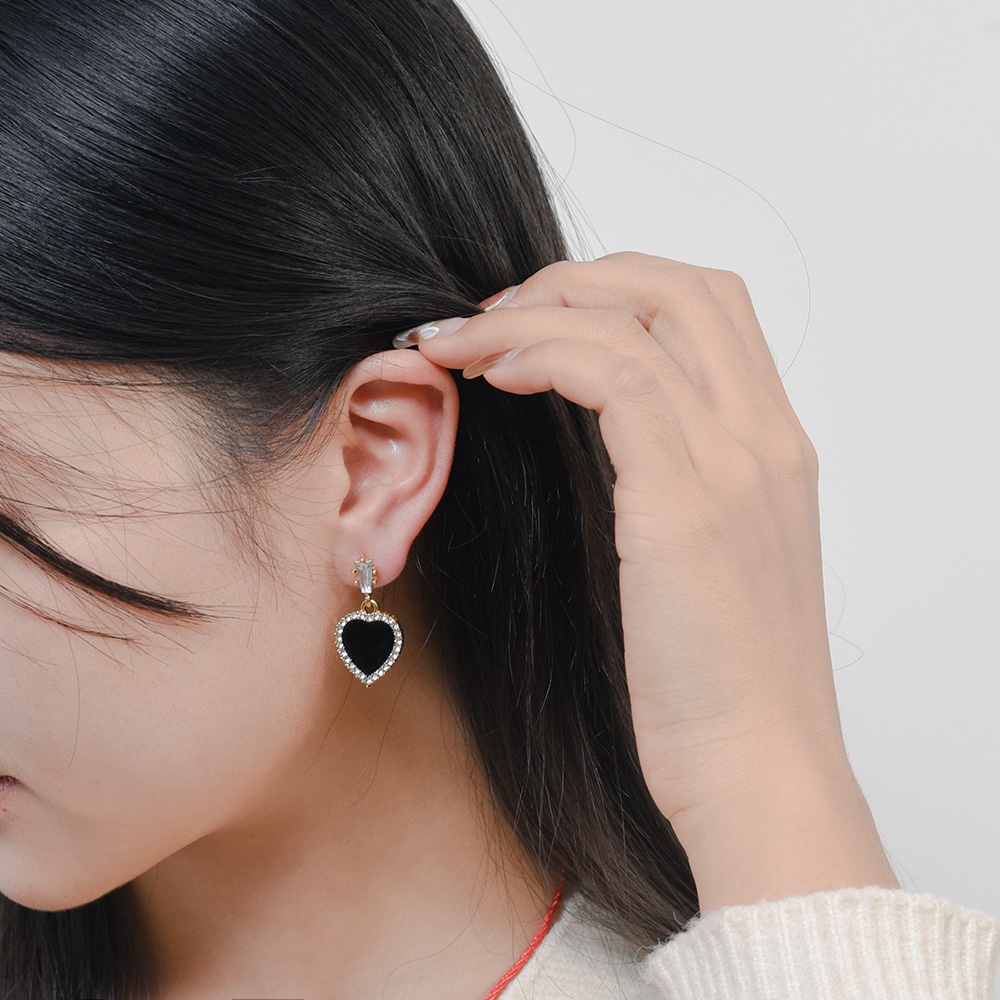 Anting Menjuntai Bentuk Geometris Aksen Berlian Imitasi Gaya Korea Untuk Wanita