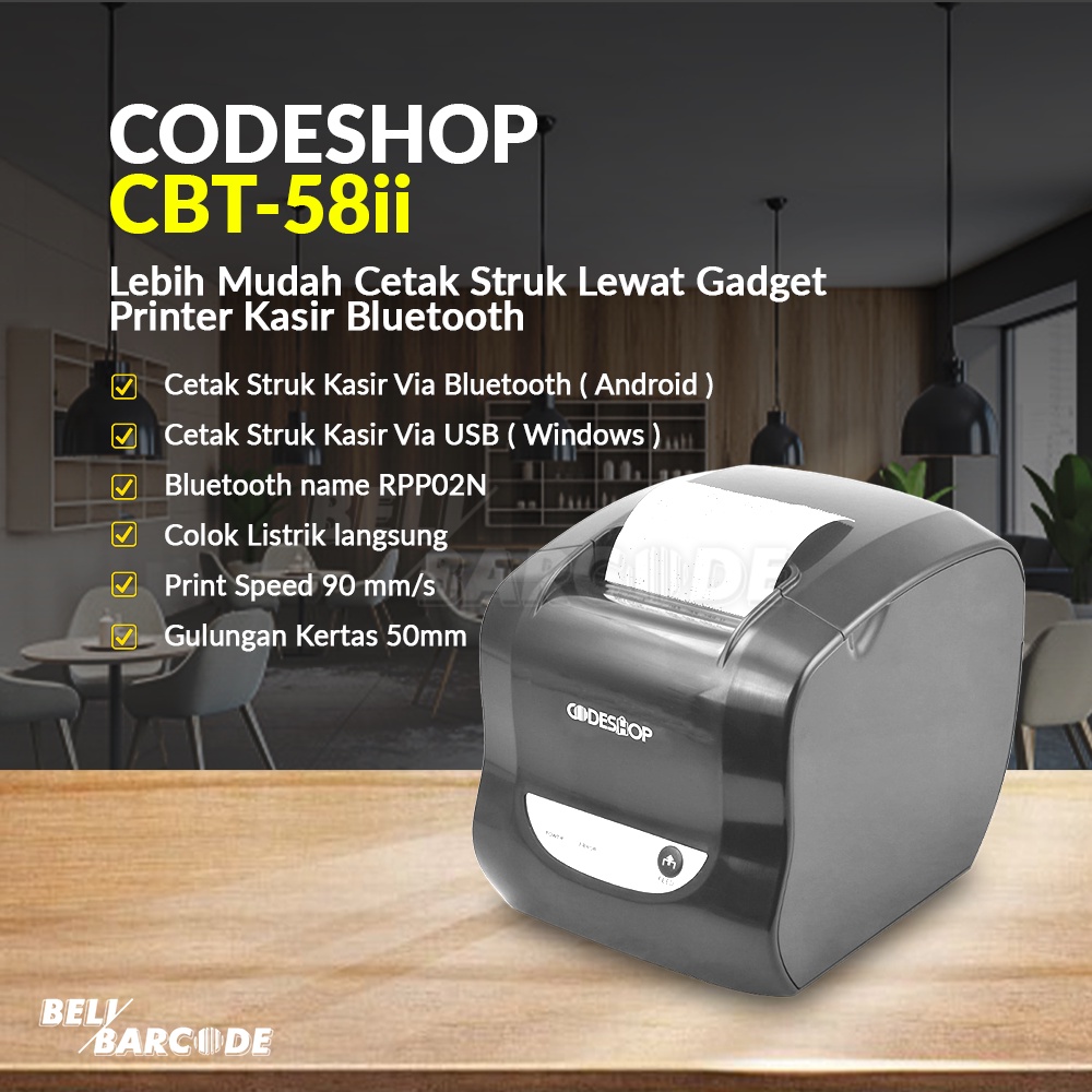 Paket Kasir Tablet + Printer Cetak Struk Codeshop CBT58ii