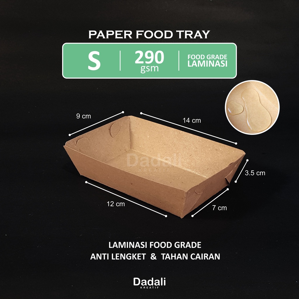 Paper Tray Dine In Laminasi L/M/S/B Kraft Coklat Tebal 290gsm Image 4