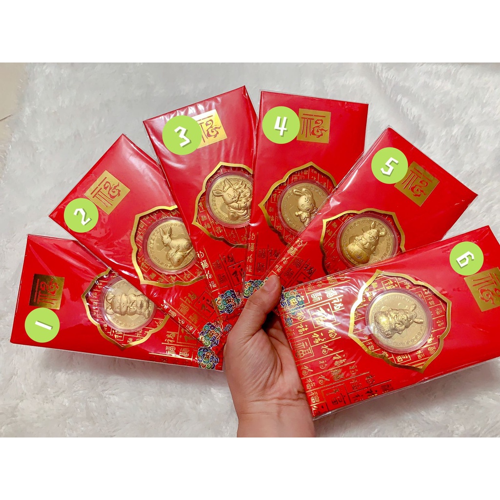 Angpao Emas Koin Logam Asli Imlek / Sincia tahun 2023 Shio Kelinci Rabbit