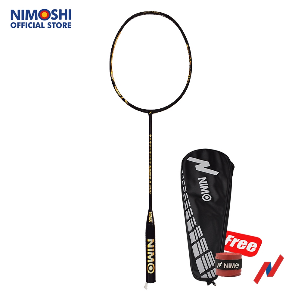 NIMO Raket Badminton SPACEX 200 Black Gold + FREE Tas &amp; Grip Wave Pattern
