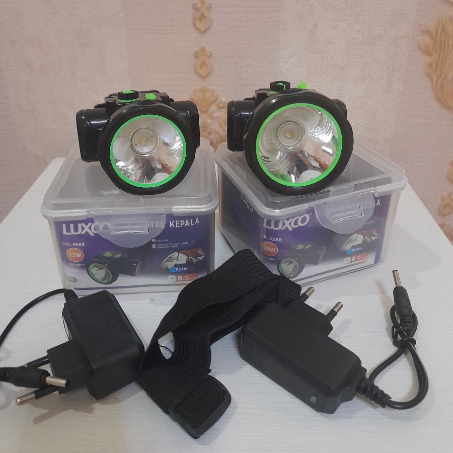 SENTER KEPALA [HEAD LAMP] LED 15 W &amp; 20 W LUXCO LHL-4688 &amp; LHL-5288