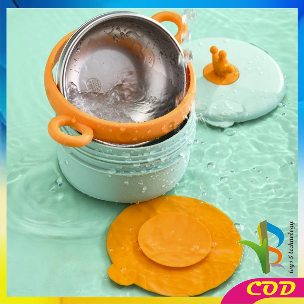 RB-C351 Mangkok Cangkir Stainless Crown Fresh Bowl Set Mangkok Makan Stainless Steel + Tutup / Mangkok Sup Tempat Makan Mie Instan / Mangkuk Stainless Anti Bocor