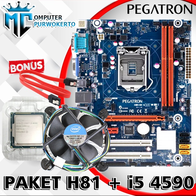 Paket mainboard H81 pegatron dengan I5 4590 Bonus fan intel