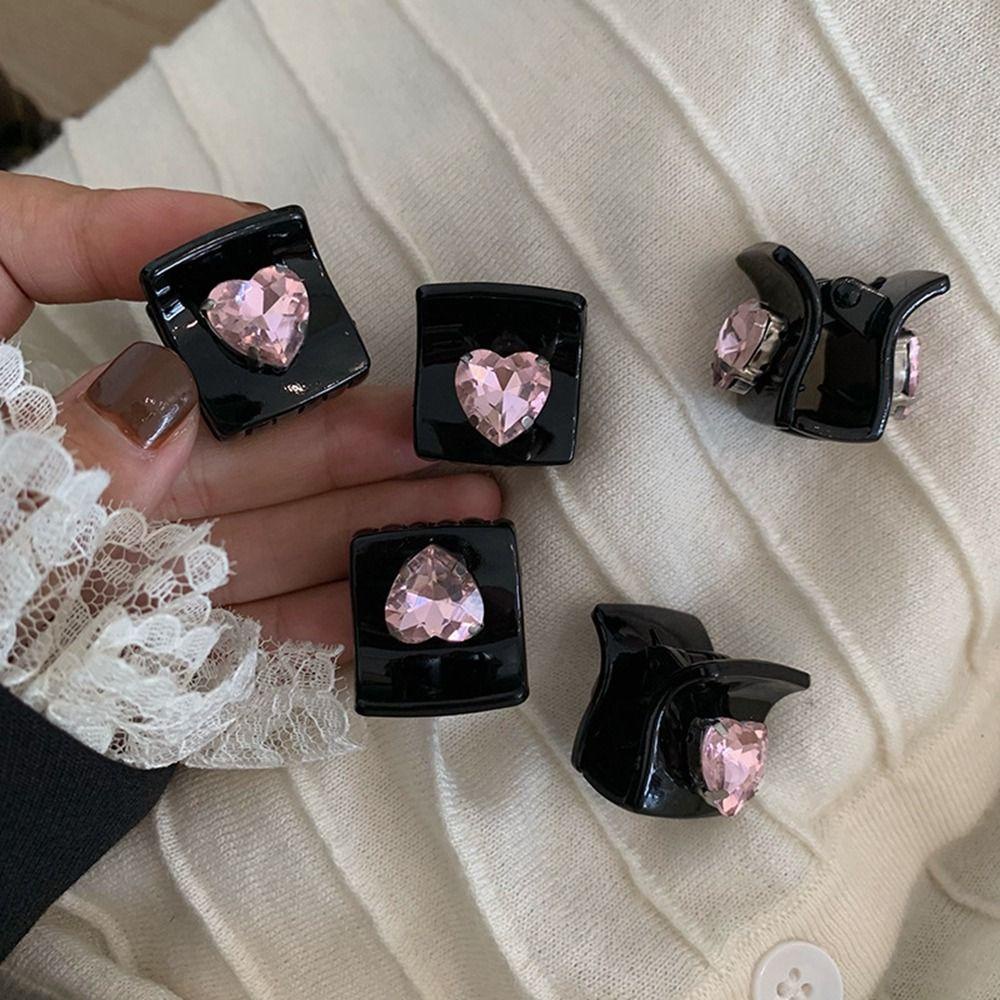 Needway   Mini Hair Claw Set Aksesoris Rambut Anak Gadis Klip Rambut Hati Zirkon Cinta Cakar Rambut Kecil Berlian Imitasi Putri Jepit Rambut Bentuk Geometri Aksesoris Rambut Perempuan