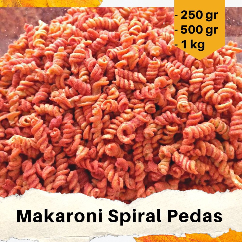 

Makaroni Spiral Pedas Daun Jeruk / Makaroni Ulir Pedas/ Snack Kiloan Murah/ RT86SBY