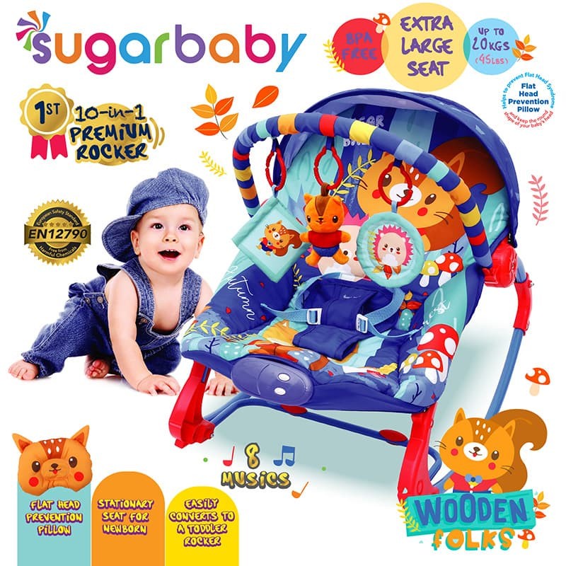 Sugarbaby New 10in1 Premium Rocker Extra Large Seat | Tempat Duduk Bayi