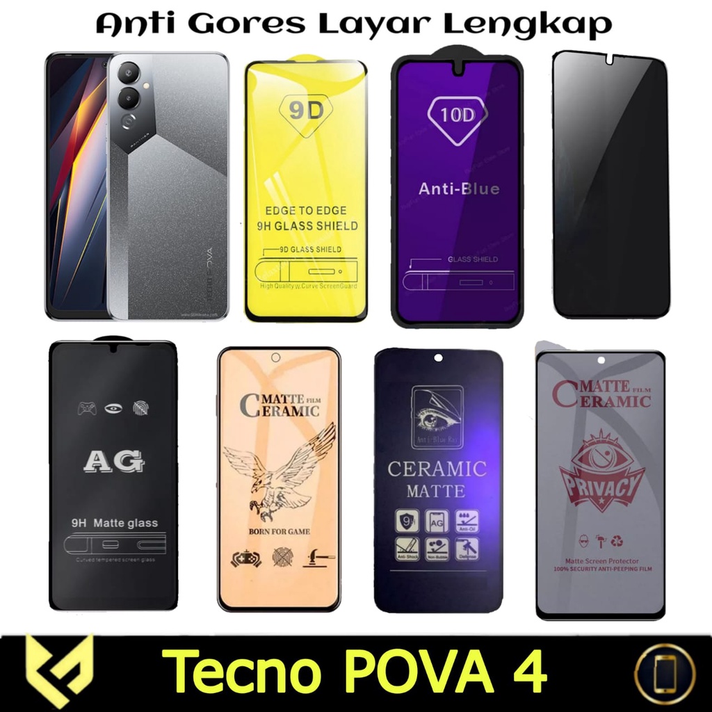 Screen Guard For TENCO POVA 4 Anti Gores Layar All Variant Anti SPY Anti Bluelight Anti glare Premium Tempered Glass dan Ceramic