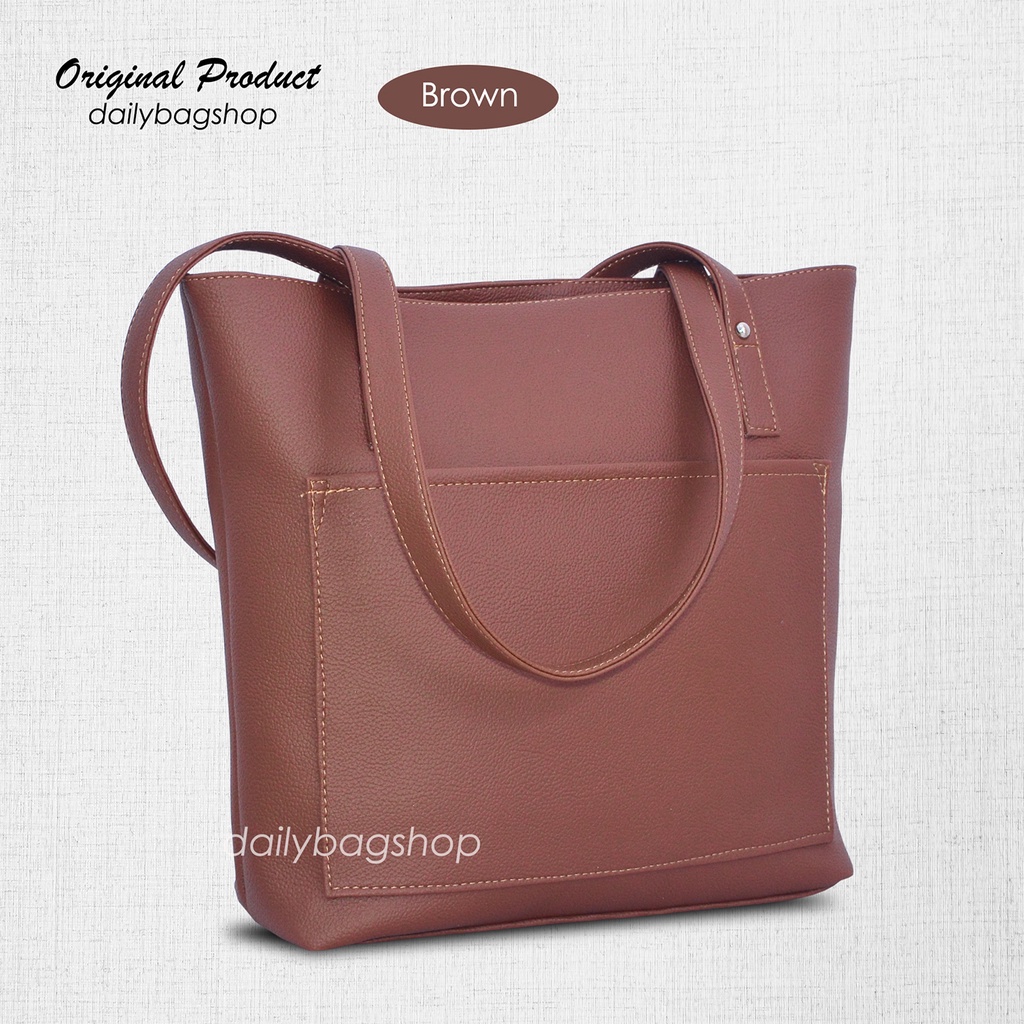 Tas Wanita Tote Bag Remaja Tas Fashion Gaya Daily Dora Tas Untuk Bekerja Kuliah Ke Kampus Kantor Les Simple Elegan Modis Bahan Kulit PU Premium