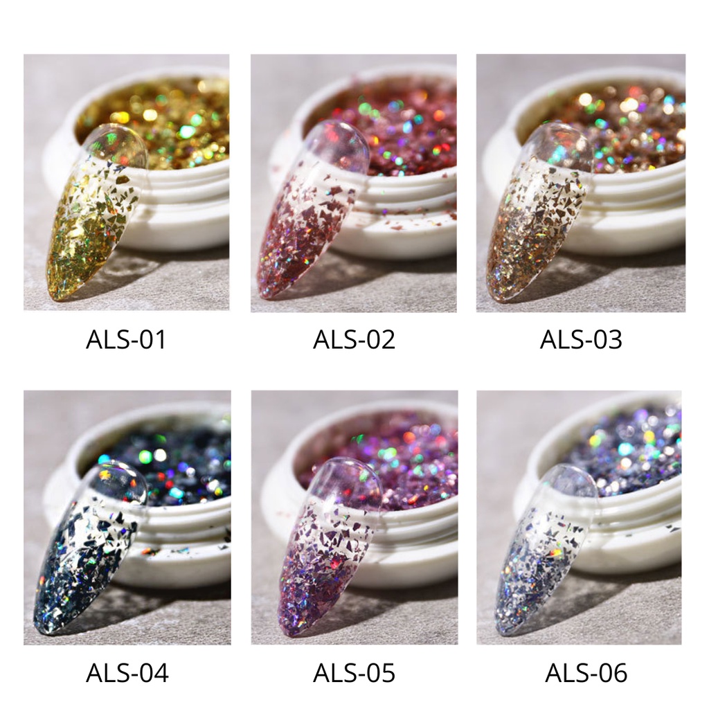 Glitter Nail art Hiasan Dekorasi Kutek Kuku/ LASER STAR FRAGMENT GLITTER FLAKES SEQUIN