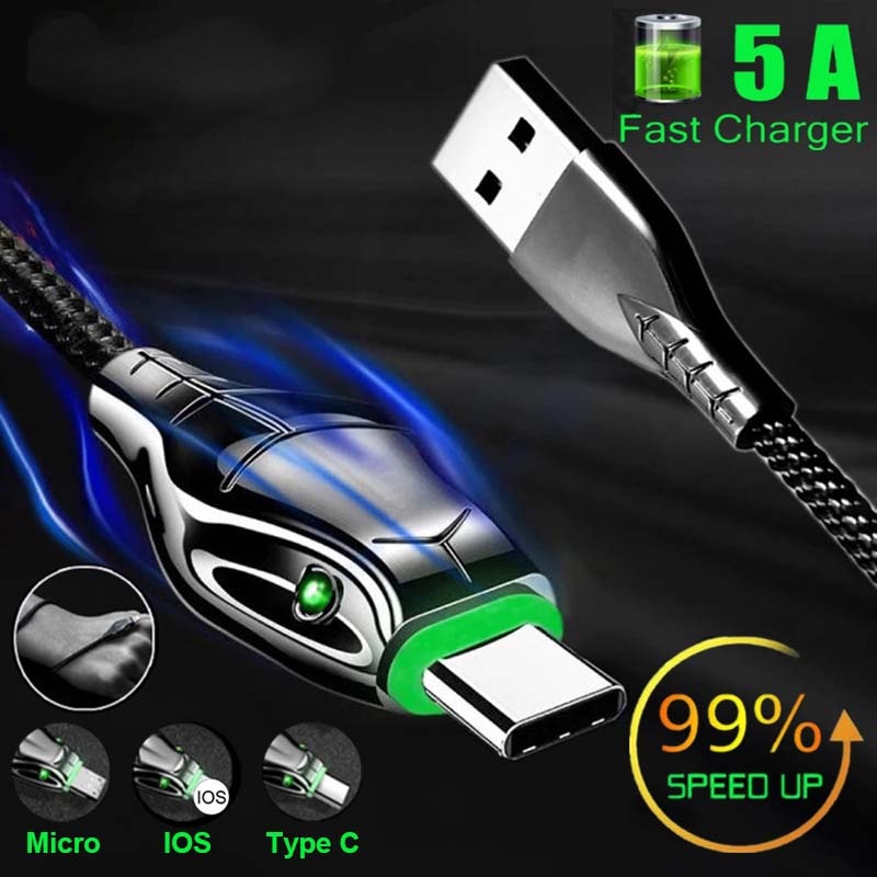 Kabel Charger Micro USB Tipe C 5A Fast Charging Warna Hitam Mamba Untuk iPhone 11 12 13