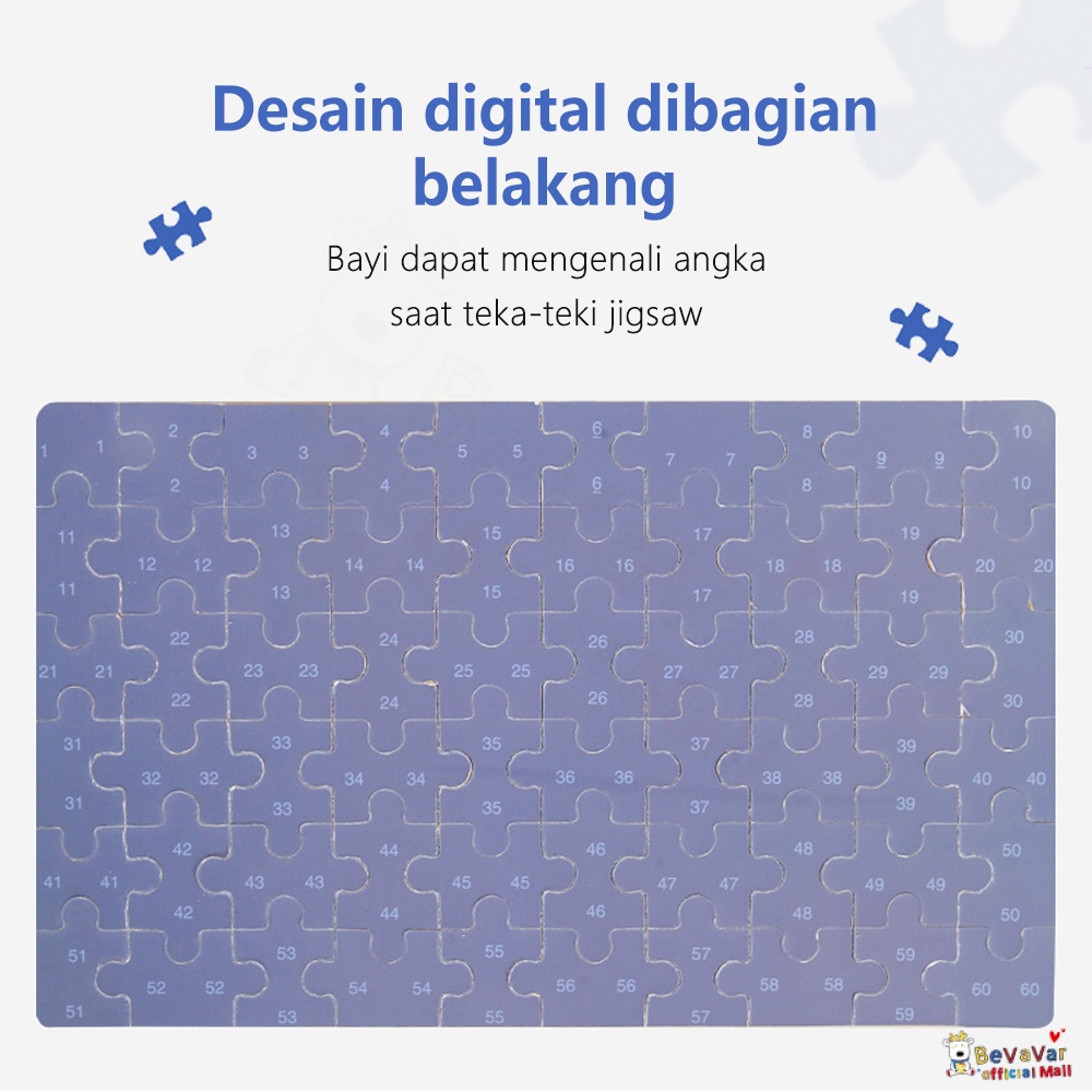 BEVAVAR Jigsaw Puzzle Kayu 60 Pcs Puzzle Kayu Kotak Besi/Puzzle Kaleng 60Pcs