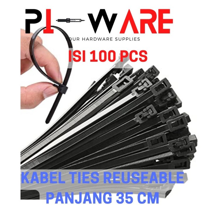 Cable Tie Reusable Bisa Pakai Ulang Kabel Ties 35cm 350mm Isi 100 Pcs